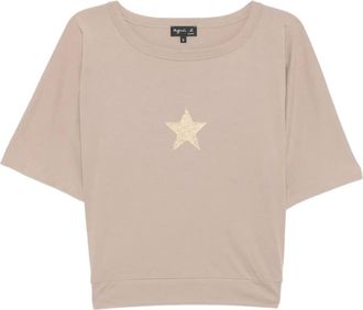 agnès b. star-print T-shirt - women - Cotton - 2 - Neutrals