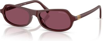 Miu Miu Narrow Rectangle-frame Sunglasses - Red - One Size