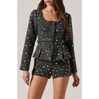 ASTR the Label Carolyn Sequin Tweed Jacket in Charcoal at Nordstrom Rack, Size X-Small