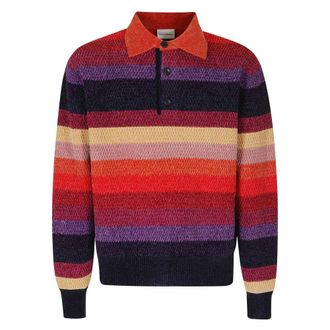 Dr&ocirc;le de Monsieur Chenille Gestreepte Lange Mouw Polo Paardenpatch - Heren - Tops - Veelkleurig - Maat: S Poliester