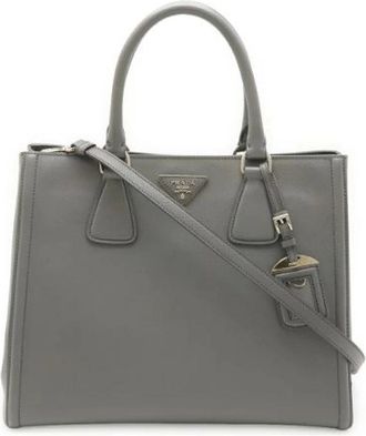 Prada Pre-owned Handbags, female, Gray, Size: ONE SIZE Pre-owned Vintage Leather Handbag