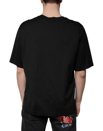 Dolce & Gabbana Mens Black Cotton Crew Neck Short Sleeves T-Shirt
