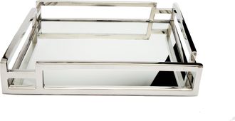 Classic Touch Square Mirror Tray with Layered Loop Design