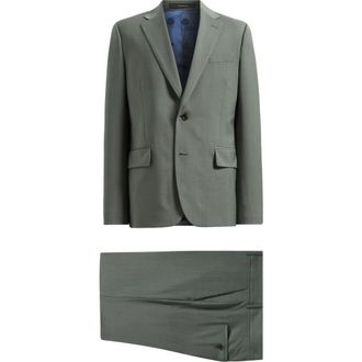 Paul Smith Brierley Trim Fit Green M&eacute;lange Super 100s Wool Suit in Petral Green at Nordstrom Rack, Size 42 Us / 52 Eu