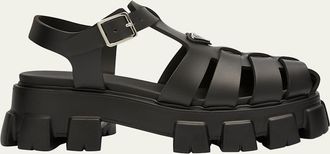 Prada Mens Monolith Rubber Chunky-Sole Fisherman Sandals