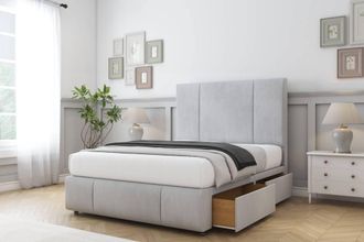 Sloomy Lisbon Naples Divan Set 2 Drawers-54 Headboard-Footboard in Silver | Size: Small Single