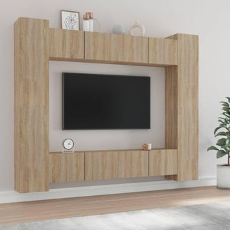 Berkfield Home 8 Piece TV Cabinet Set Sonoma Oak Engineered Wood in Brown