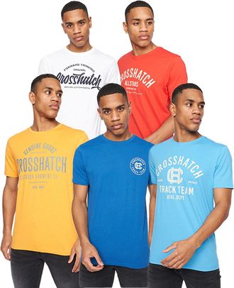 Crosshatch Heren Crosshatch 5-Pack Weymouth T-Shirts in Multi-kleur