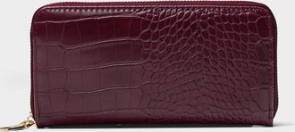 Simons Womens Croc-textured zipped wallet