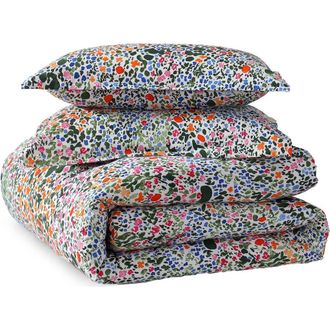 Marimekko Rantaniitty Cotton Comforter & Shams Set in Light /Medium Orange at Nordstrom, Size King