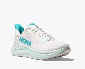 Hoka One One Womens Hoka One One Clifton 10 1162031-WTCL Sneakers White Blue Running Shoes