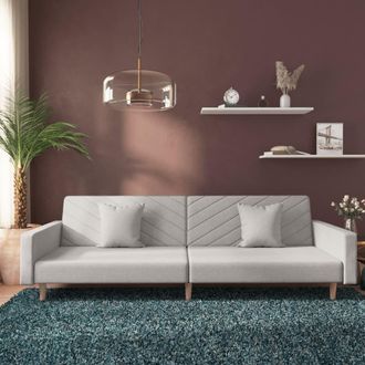 vidaXL Vidaxl - Divano Letto A 2 Posti Con 2 Cuscini Grigio Chiaro In Tessuto