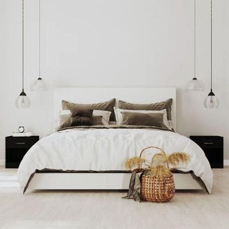 vidaXL Bedside Cabinets 2 pcs with Drawer Black Vidaxl