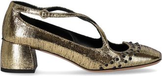 A.Bocca Hart Detail Gouden Leren Pump - Dames - Pumps - Geel - 40 EU - Leer - Schoenen