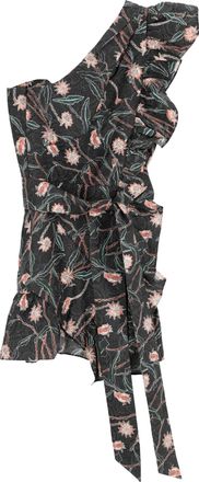 Isabel Marant One Shoulder Lavern Mini Dress in Floral Print Cotton