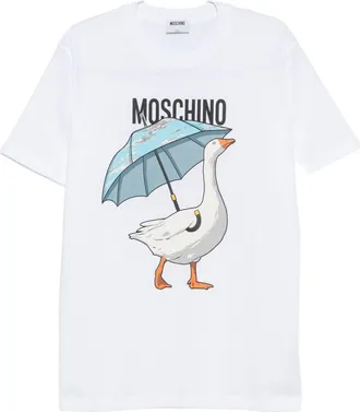Moschino Relaxed Fit Short-Sleeve T-shirt with Graphic Goose Print
