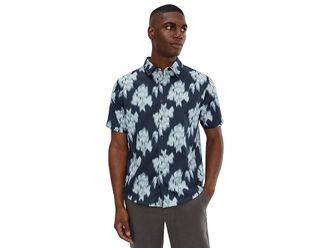 Vince Blurred Roses Short Sleeve French Placket Shirt Mens Clothing Studio Combo : LG, Cotton/Lyocell