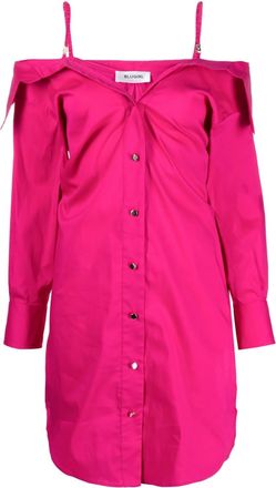 Blugirl off-shoulder shirt dress - women - Spandex/Elastane/Cotton/Polyamide - 42 - Pink
