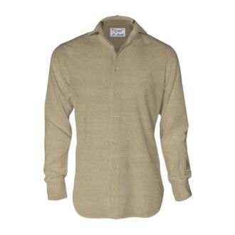 MC2 Saint Barth Lange mouwen herenshirt in piqu&eacute; - Heren - Casual Overhemden - Beige - S - Overhemden