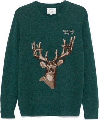 MC2 Saint Barth Ronde hals gebreide kleding - Heren - Ronde hals truien - Groen - 2XL - Wol - Truien & Vesten