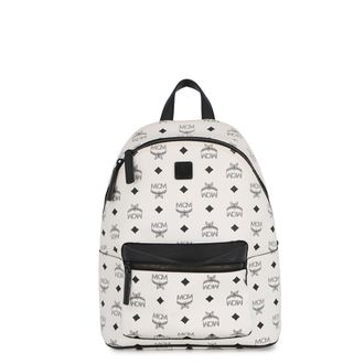 MCM Mcm Visetos Black White Leather Backpack (Pre-Owned)