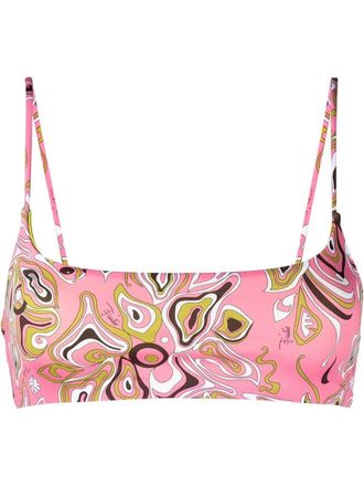 Pucci abstract-pattern bandeau bikini top - women - Spandex/Elastane/Polyamide/Polyamide/Spandex/Elastane - 38 - Pink