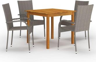 vidaXL Juego De Comedor Para Jard&iacute;n 5 Piezas Gris Vidaxl