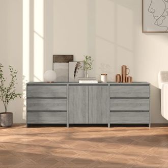 Berkfield Home 3 Piece Sideboard Grey Sonoma Engineered Wood
