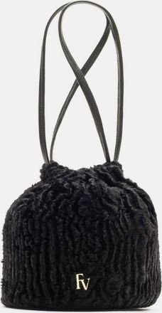 Frances Valentine Womens Pouf Lamb Faux Fur Bag In Black