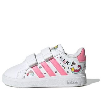 adidas (TD) adidas x Minnie Mouse Grand Court Elastic Laces and Top Strap White Pink GY6628