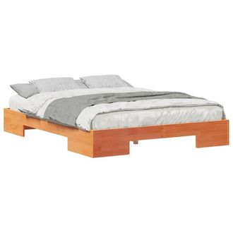 Berkfield Home Durable Floor Bed Frame with Storage Brown 160 x 200 cm Solid pin