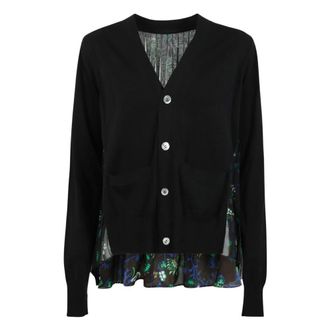 sacai Truien & Vesten, Dames, Zwart, M, Katoen, Cardigan