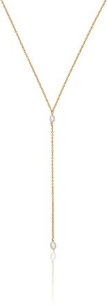 Lily & Roo Gold Double Seed Pearl Lariat Necklace