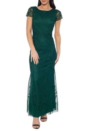 OLEG CASSINI Soutchae Mesh A-Line Gown in Hunter at Nordstrom Rack, Size Large