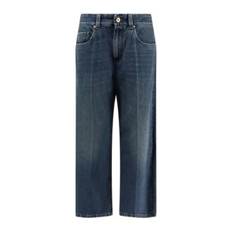 Brunello Cucinelli Hedendaagse Square Jeans - Dames - Regular Fit Jeans - Blauw - L - Katoen - Jeans