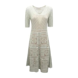 D.exterior Patchwork Abito Midi - Dames - Casual kleedjes - Beige - L - Kleedjes