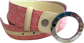 Bulgari Pink Canvas Logo Belt Size L