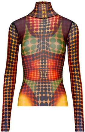 Jean Paul Gaultier Multicolor Printed Turtle Neck Top