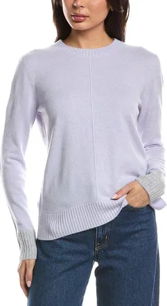 Fort&eacute; Cashmere Contrast Trim Crew Cashmere Sweater