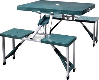 vidaXL Vidaxl - Set Mesa Plegable De Camping Y 4 Taburetes Aluminio Verde Claro