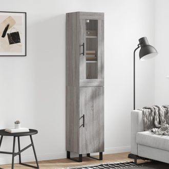 vidaXL Vidaxl - Aparador Alto Madera Contrachapada Gris Sonoma 34,5x34x180 Cm