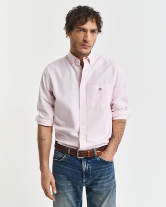 GANT Businesshemd GANT REG OXFORD SHIRT, Herren, Gr. 4XL, N-Gr, rosa (light pink), Web, Obermaterial: 100% Baumwolle, unifarben, regular fit h&uuml;ftlang, hoch