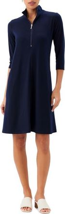 Karen Kane Half Zip Travel Jersey Dress in Navy at Nordstrom, Size X-Large P