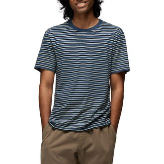 Prana Everyday Short Sleeve Regenerative Organic Cotton T-Shirt in Bluff Blue Stripe at Nordstrom, Size Xx-Large