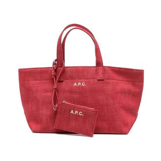 A.P.C. Le Drummer Toile Small Tote Bag - female - A.P.C. - Shopping Bags - Red - ONE SIZE - Bags