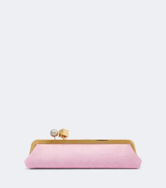 Jacquemus Salon croc-effect suede clutch