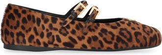 Prada Ballerina Shoes, female, Brown, 6 UK, Animal Print Leather Ballet Flats