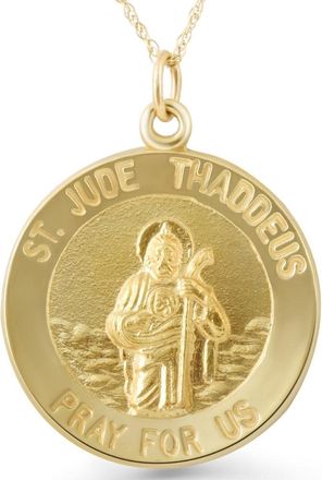 Pompeii3 14k Yellow Gold St. Jude Thaddeus Medal Pendant 1 Tall 3 Grams