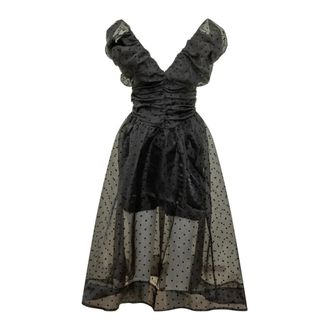 Ganni Organza Jurk met Plooi-effect - Dames - Casual kleedjes - Zwart - XS - Organza - Kleedjes
