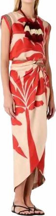 Juan de Dios Montera Linen Top In Orange Palms